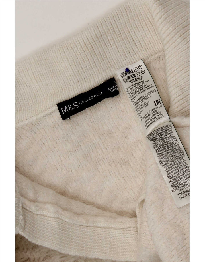 Marks & Spencer Dame Polo Neck Jumper Sweater UK 10 Small Off White