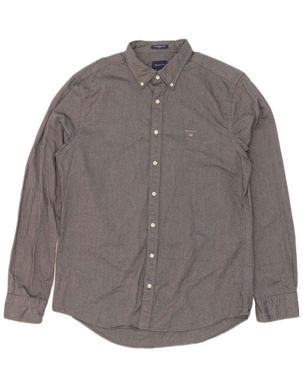 Gant Slim Skjorte til mænd Størrelse 43/44 17 1/2 XL Grå Bomuld