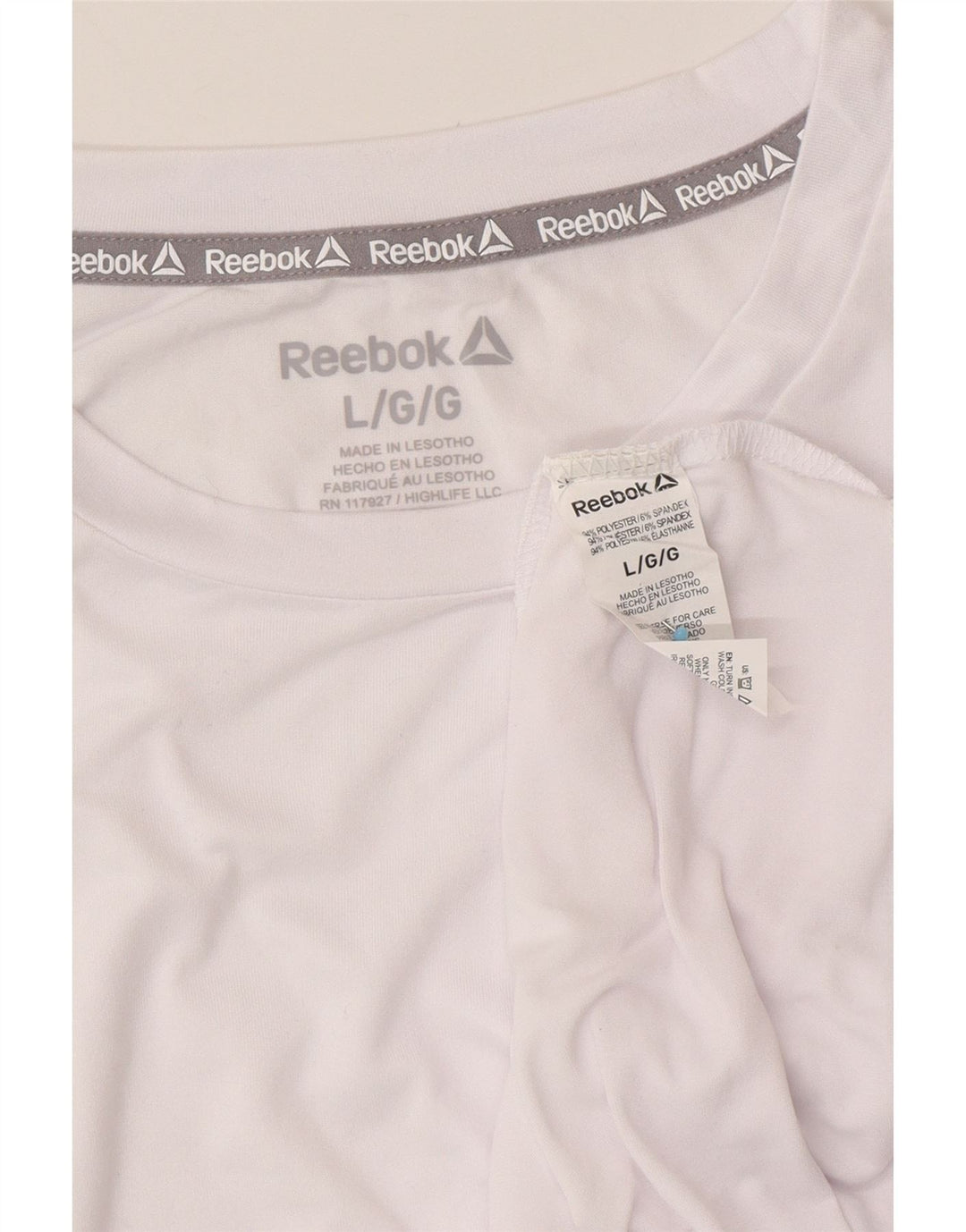 REEBOK Herre T-Shirt Top Stor Hvid Polyester