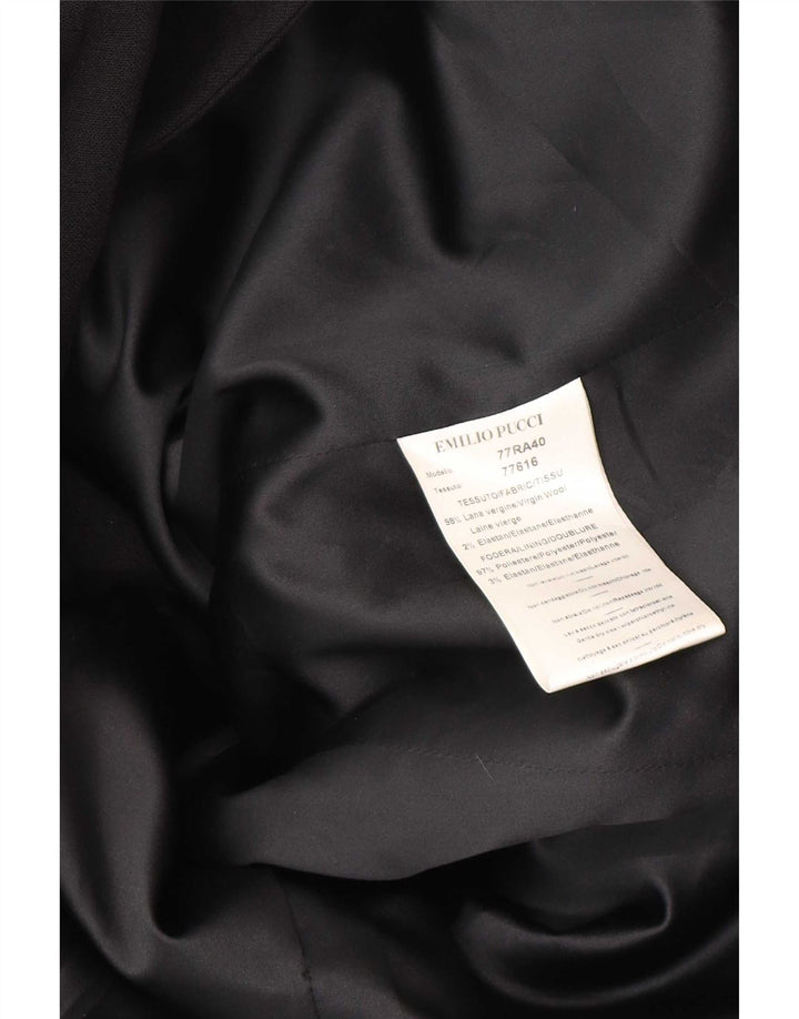 Emilio Pucci Dame Longline Blazer Jacket UK 14 Medium Black Virgin Wool