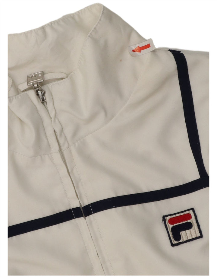 FILA Boys White Line Træningsdragt Topjakke 8-9 År Hvid Polyester