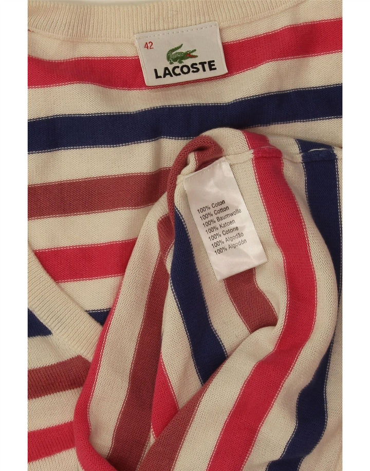 Lacoste Dame V-hals sweater Størrelse 42 Stor Flerfarvet Stribet