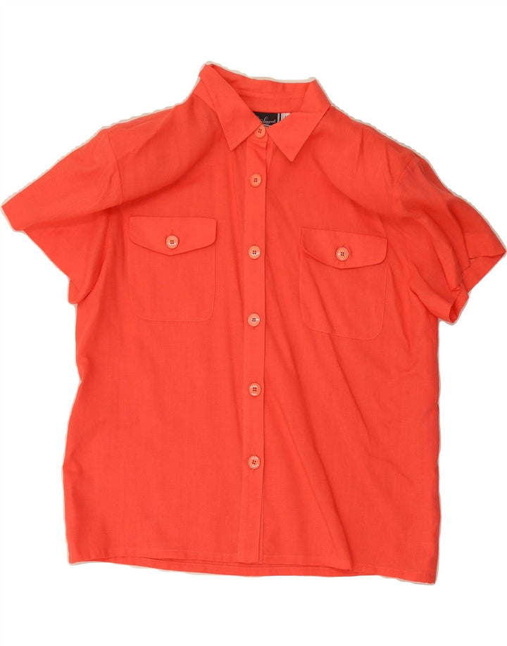 LUISA SPAGNOLI Womens Short Sleeve Shirt IT 46 Large Red Viscose Vintage Luisa Spagnoli and Second-Hand Luisa Spagnoli from Messina Hembry 