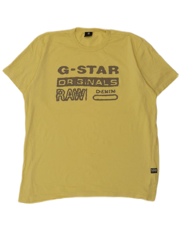 G-Star Herre Grafisk T-Shirt Top XL Gul Bomuld