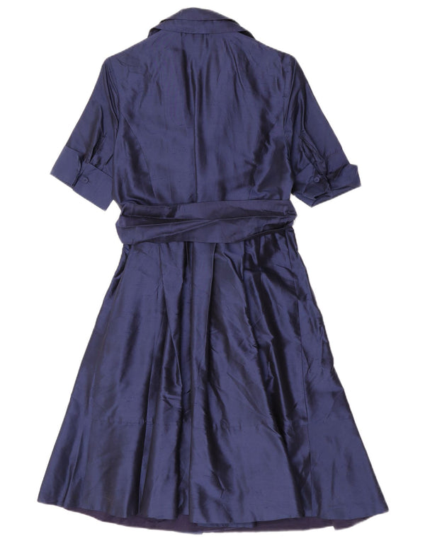 Coast Kvinder slå-om-kjole UK 12 Medium Navy Blue Silke