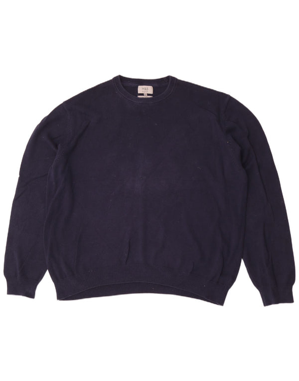 Marks & Spencer Herre sweater med rund hals 3XL marineblå bomuld