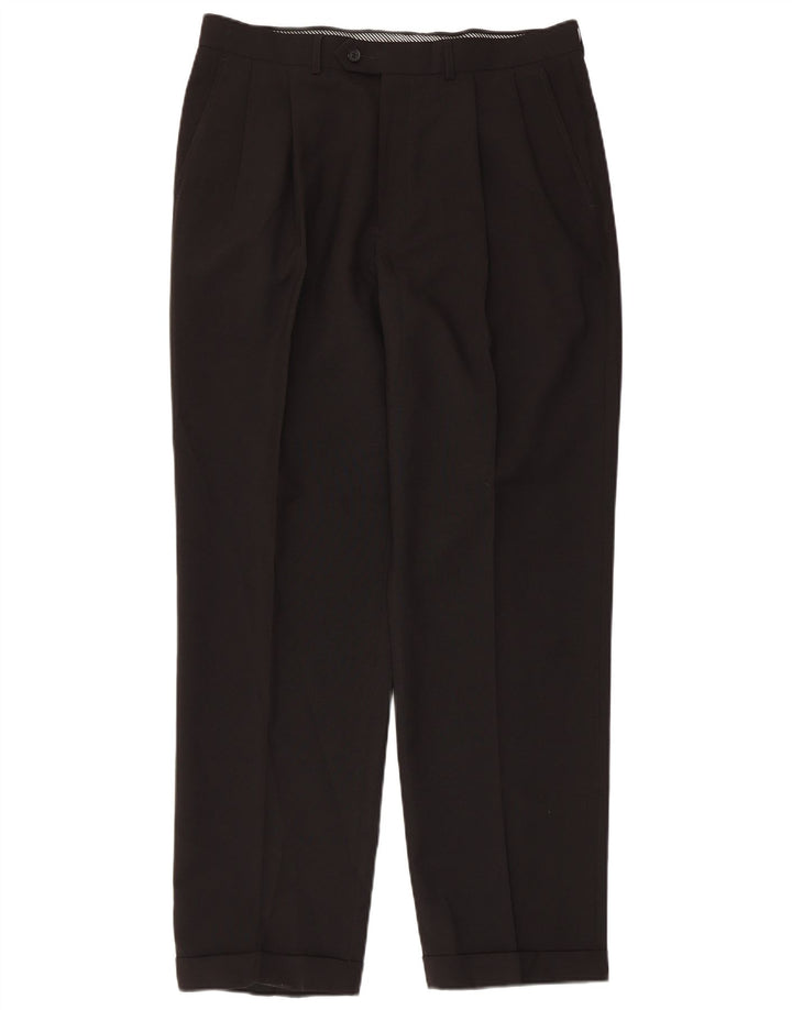 MARKS & SPENCER Herre Pegged Suit Bukser W34 L31 Sort Polyester