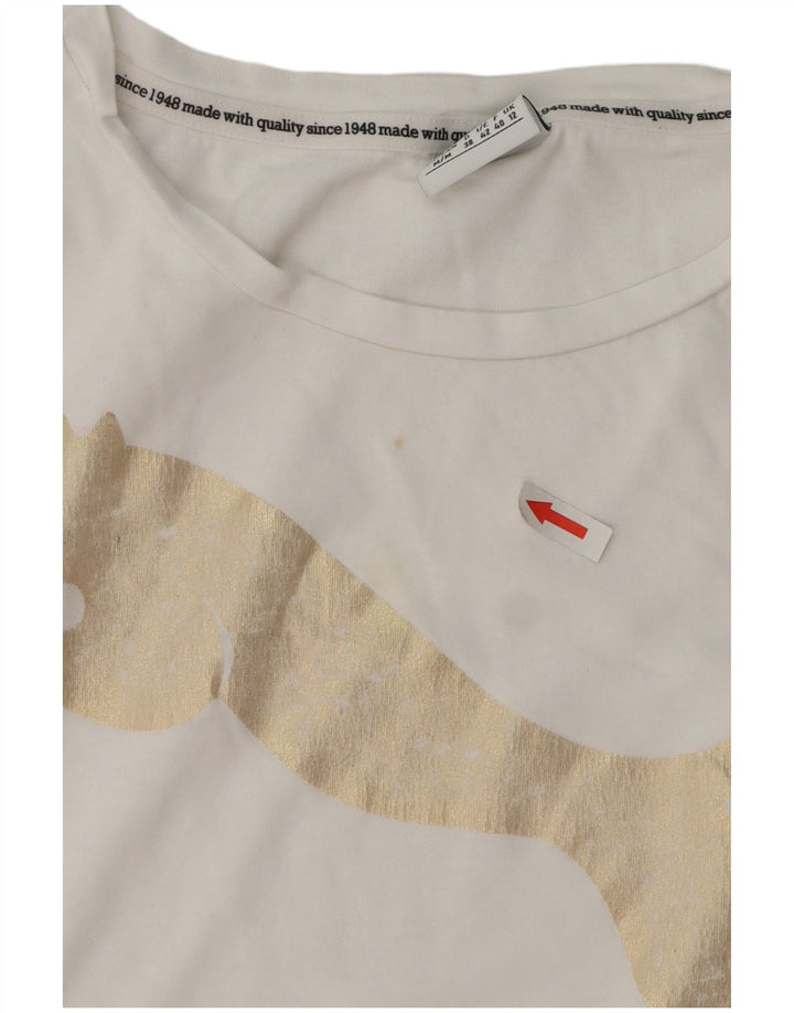 PUMA Grafisk T-shirt top til kvinder UK 12 Medium White