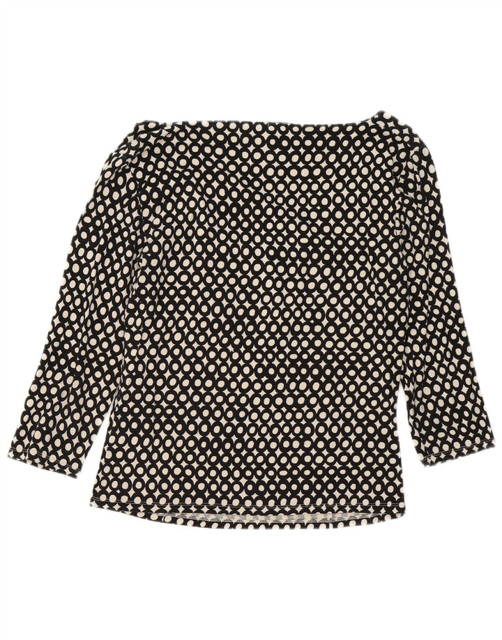 Max Mara Weekendtop for kvinder 3/4 ærmer UK 14 Stor sort geometrisk viskose