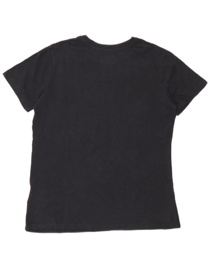 Superdry Grafisk T-shirt top til kvinder UK 12 Medium Sort Bomuld