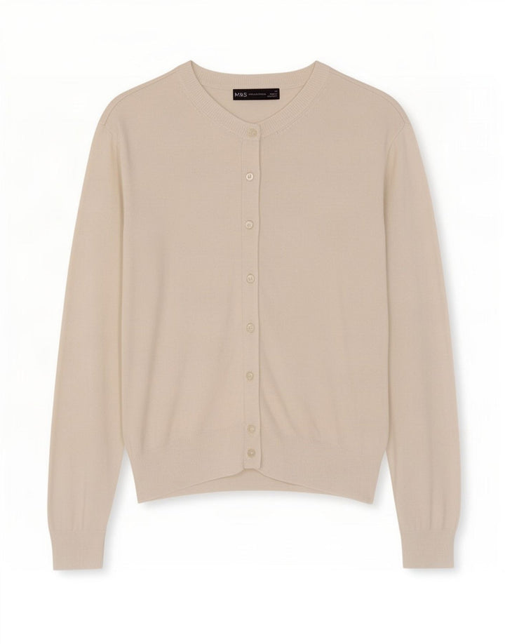 Marks & Spencer Dame Cardigan Sweater UK 12 Medium White Viscose