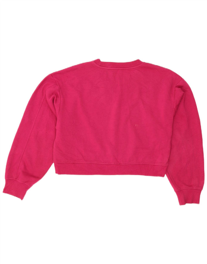 Zara Womens Crop Sweatshirt Jumper UK 14 Medium Pink Bomuld