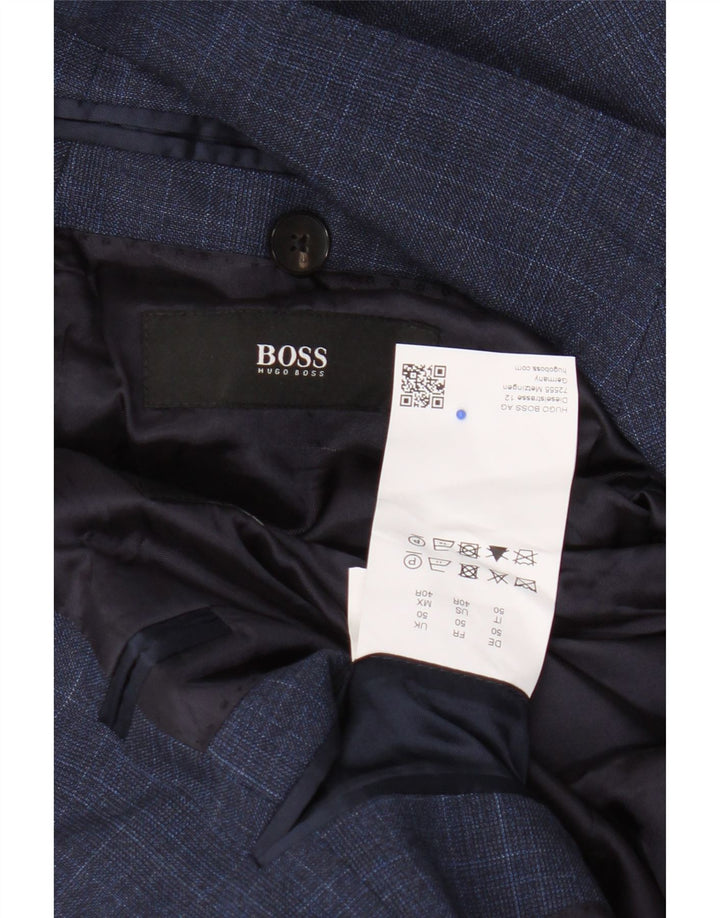 Hugo Boss Herre 2-knaps blazerjakke EU 50 Large Navy Blue Check