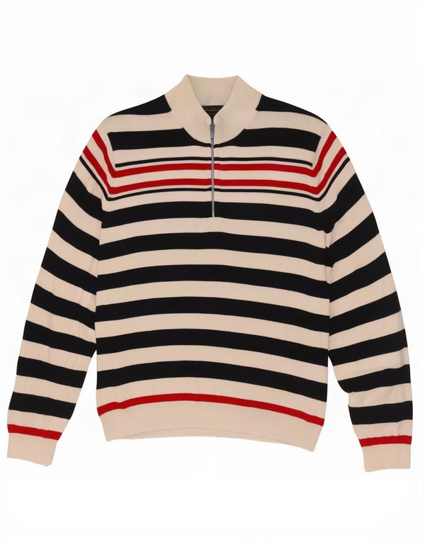 Brooks Brothers Herre Button Neck Jumper Sweater XL Marineblå stribet