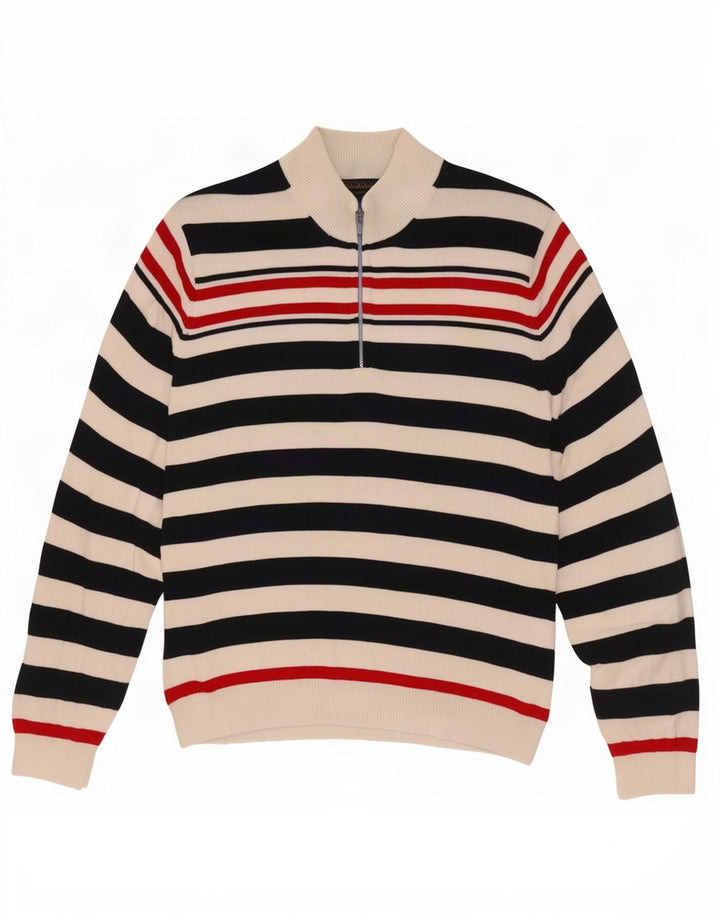 Brooks Brothers Herre Button Neck Jumper Sweater XL Marineblå stribet
