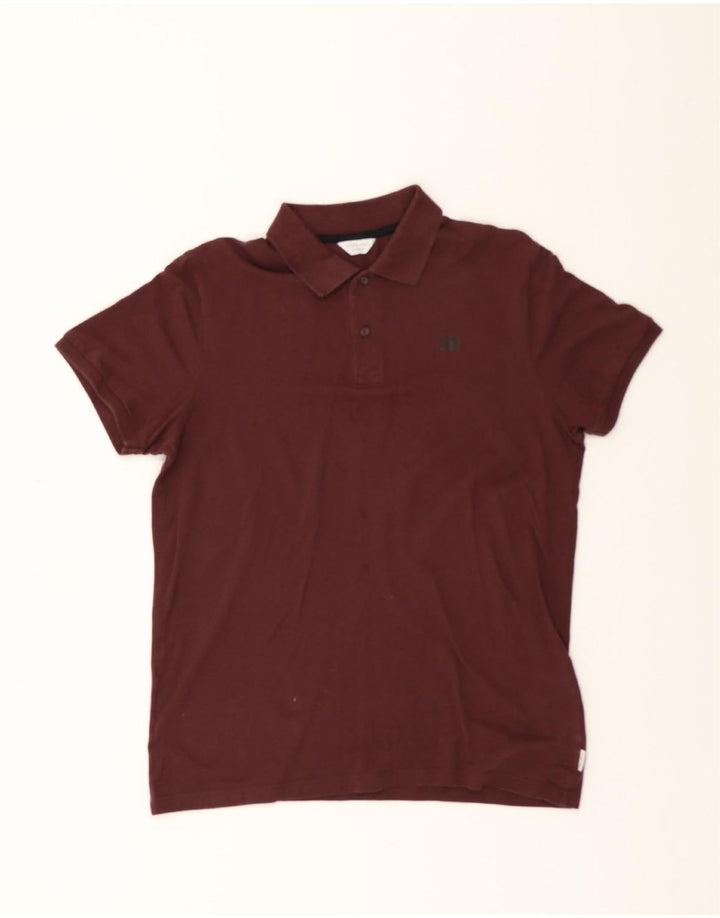 JACK & JONES Mens Polo Shirt Medium Maroon Cotton Vintage Jack & Jones and Second-Hand Jack & Jones from Messina Hembry 