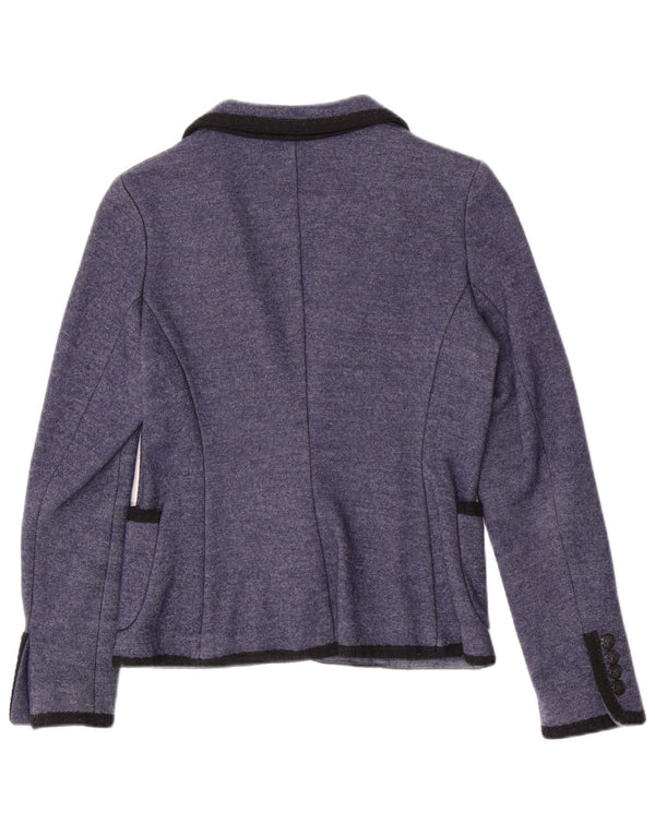 Zara Dame Strik 1 Knap Blazer Jacket UK 12 Medium Blue