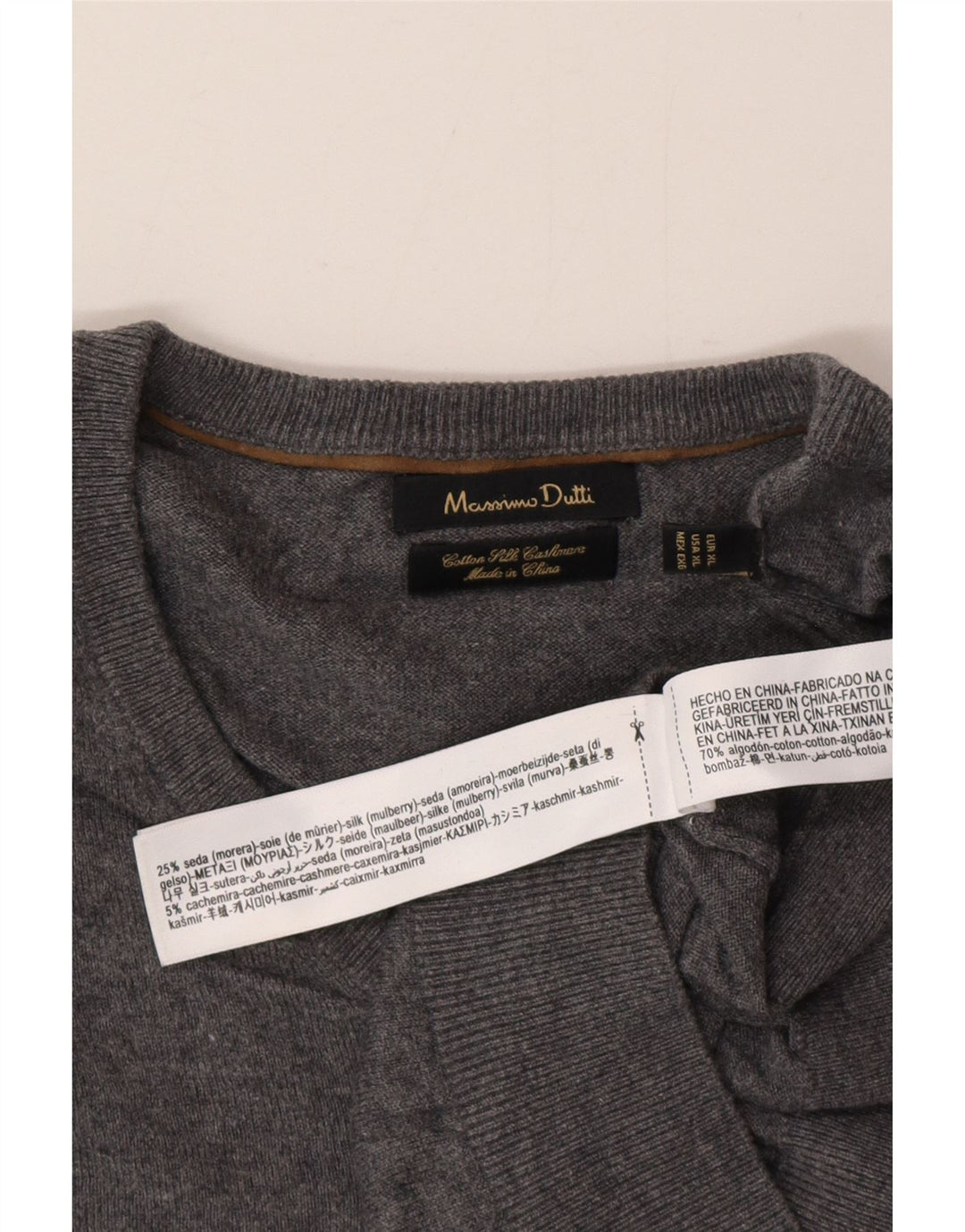 Massimo Dutti Herre V-hals sweater XL Grå Bomuld