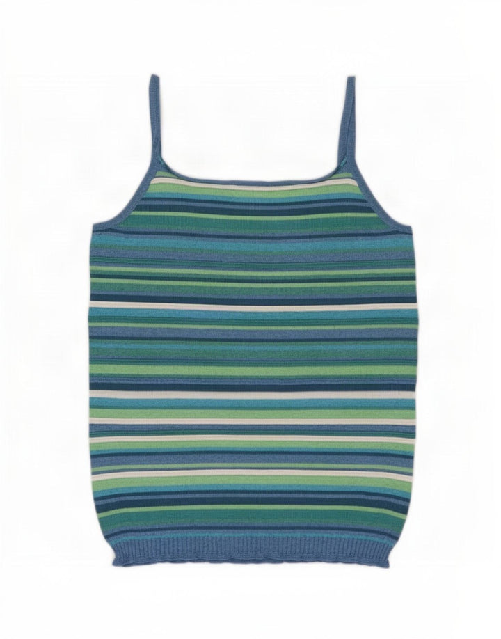 Benetton Dame Cami Top UK 10 Lille flerfarvet stribet viskose