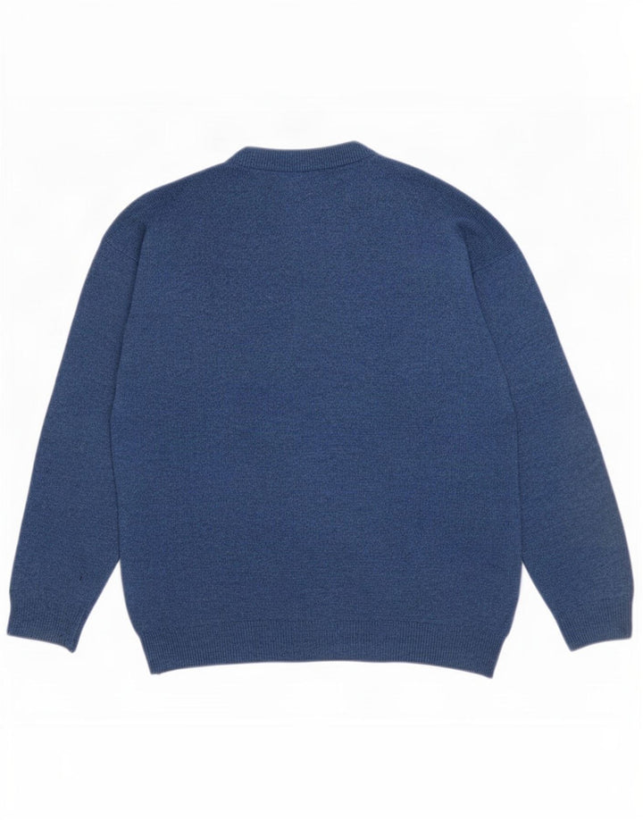 Weekend Herre Crew Neck Jumper Sweater Medium Blue Argyle/Diamond Wool