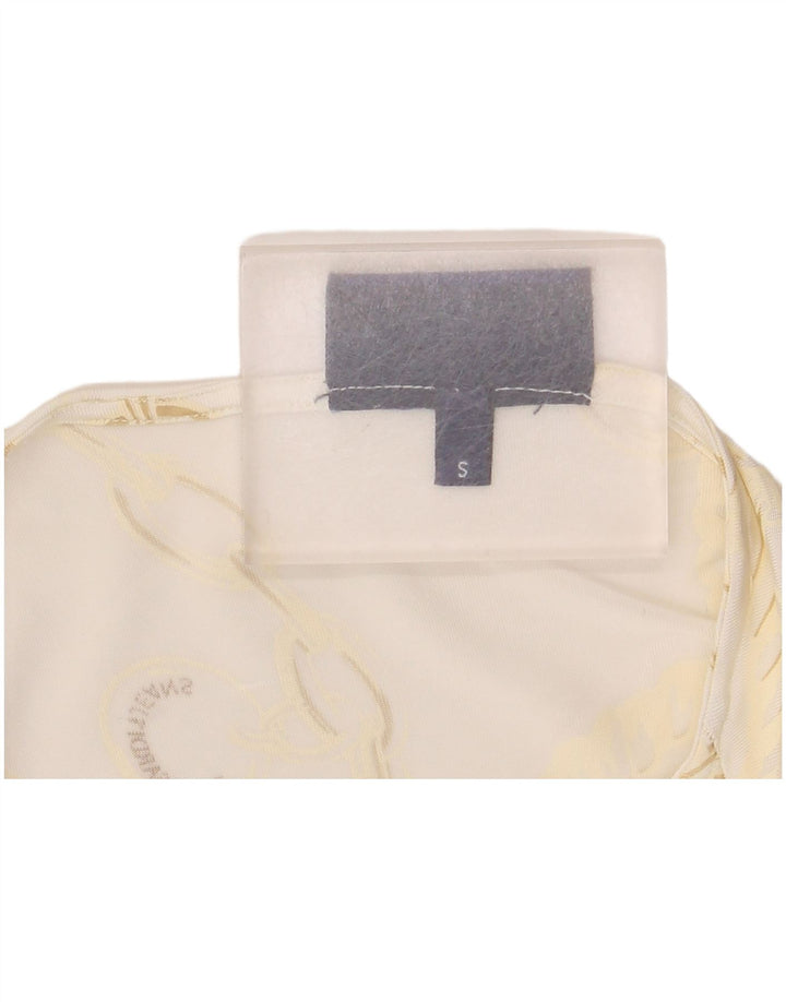 Trussardi Jeans Kvinder abstrakt mønster bluse Top UK 8 Small White