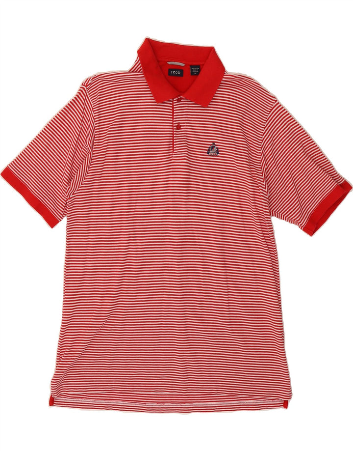 IZOD Mens Polo Shirt XL Red Striped Cotton Classic Vintage Izod and Second-Hand Izod from Messina Hembry 