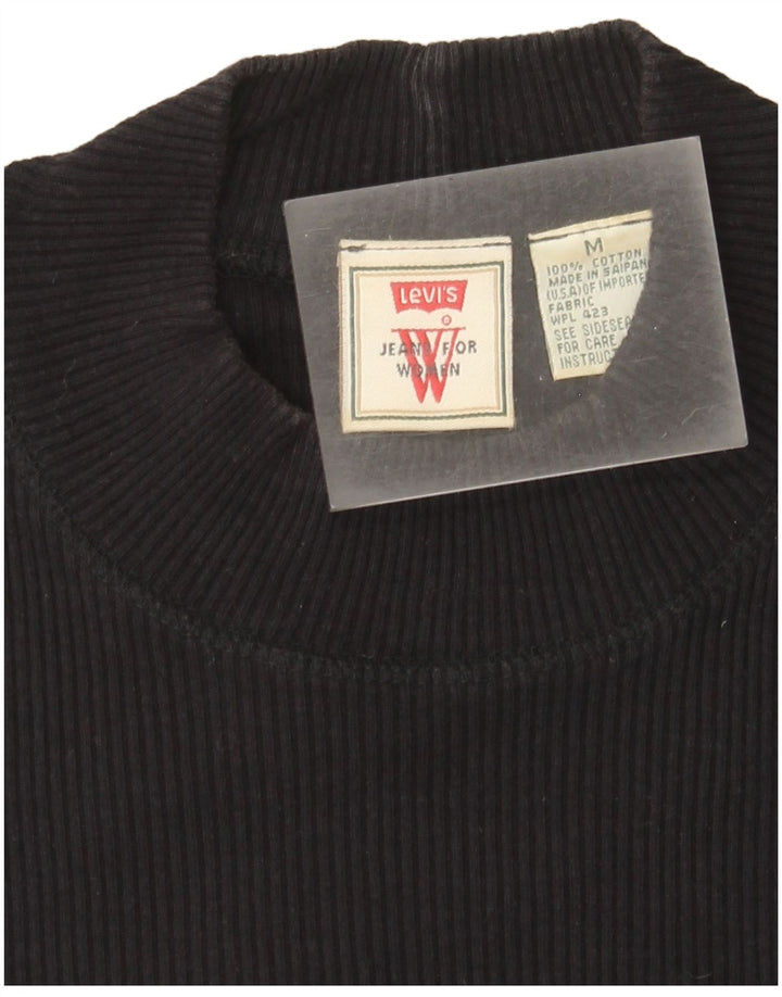 Levi's Dame T-Shirt Top UK 12 Medium Sort Bomuld