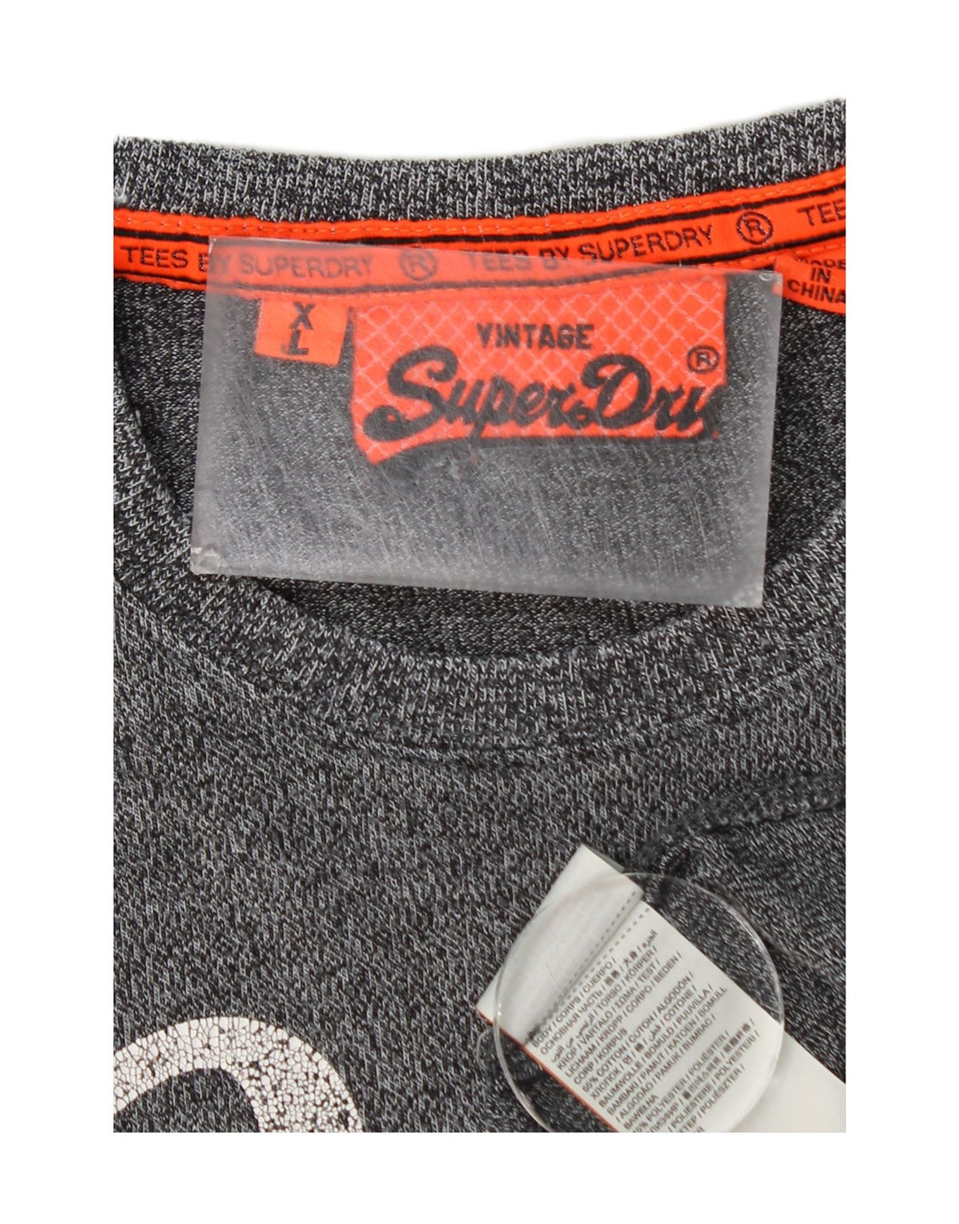SUPERDRY Herre grafisk T-shirt Top XL Grå Bomuld
