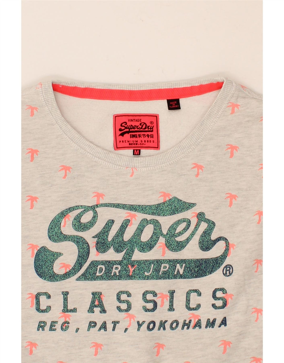 SUPERDRY Womens Oversized Graphic Sweatshirt Jumper UK 14 Medium Grey Vintage Superdry and Second-Hand Superdry from Messina Hembry 