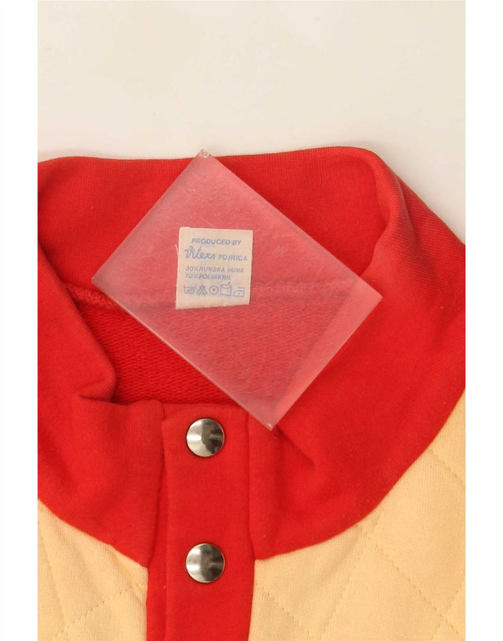 Vintage Herre Button Neck Sweatshirt Jumper IT 48 Medium Rød Colourblock