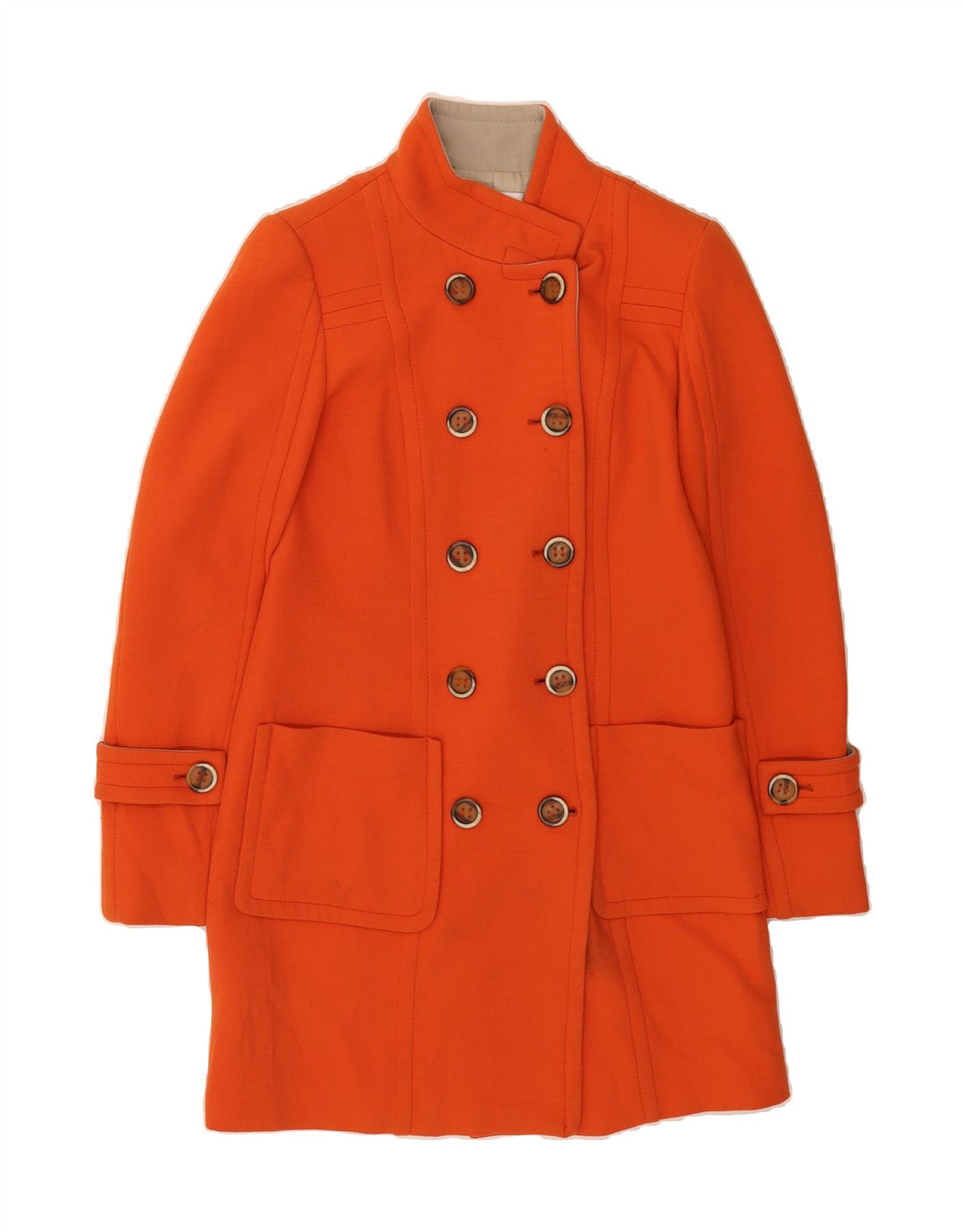 MARELLA Womens Double Breasted Coat UK 10 Small Orange Polyester Vintage Marella and Second-Hand Marella from Messina Hembry 