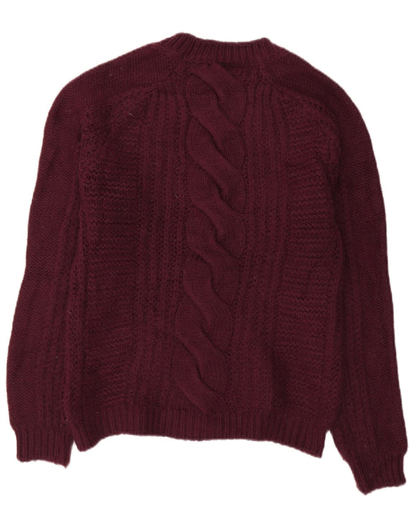 Fat Face Womens Crew Neck Jumper Sweater UK 10 Small Burgundy Acryl