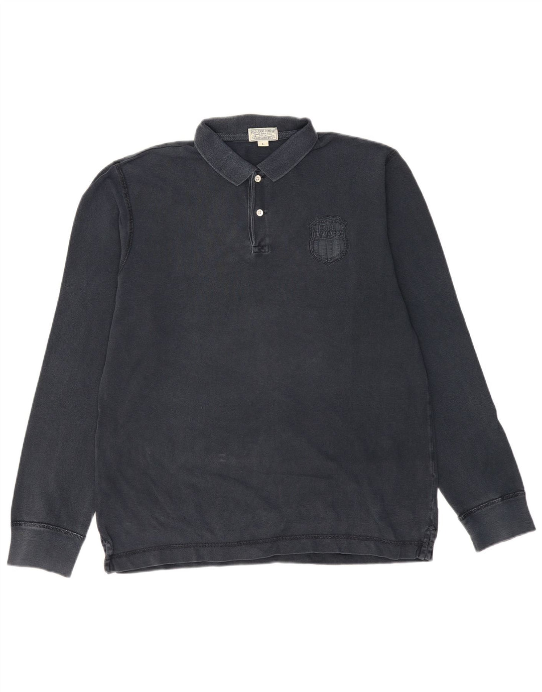 RALPH LAUREN Grafisk langærmet poloshirt til mænd Large Navy Blue
