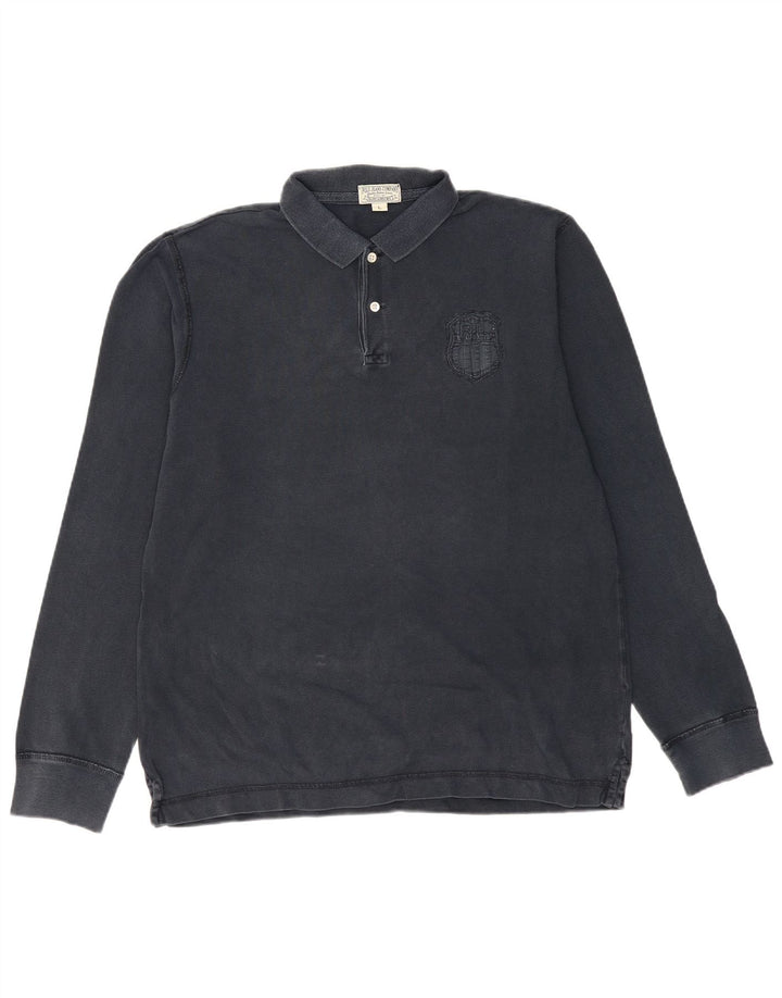 RALPH LAUREN Grafisk langærmet poloshirt til mænd Large Navy Blue