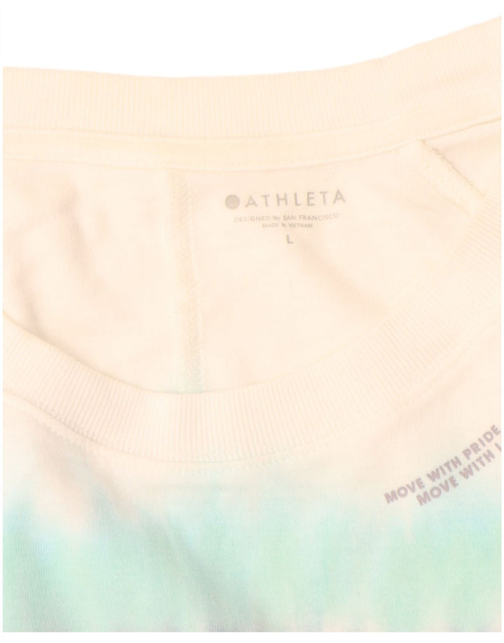 ATHLETA Dame Sweatshirt Jumper UK 16 Stor flerfarvet Tie Dye Bomuld