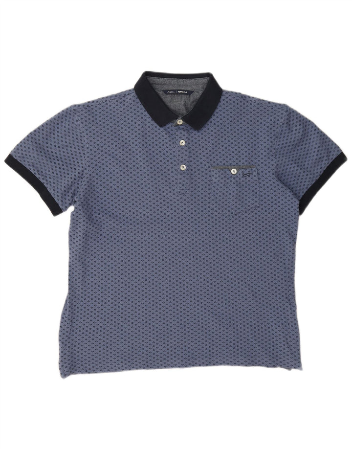 Gas Poloshirt til mænd Stor blå geometrisk bomuld