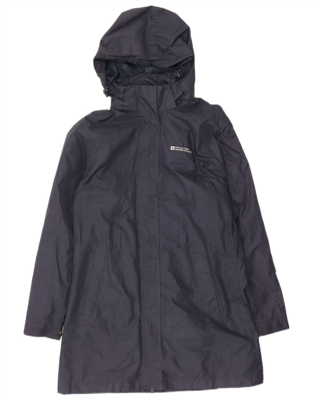 Mountain Warehouse Dame Regnfrakke med hætte UK 12 Medium Navy Blue Polyester