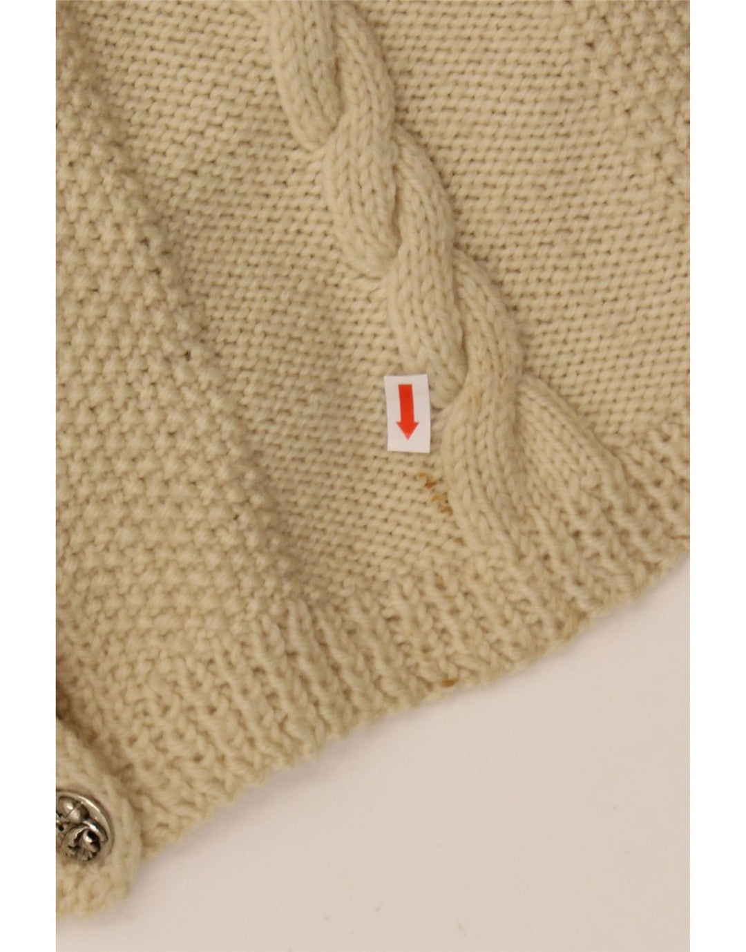 VINTAGE Womens Cardigan Sweater UK 16 Large Beige Vintage Vintage and Second-Hand Vintage from Messina Hembry 