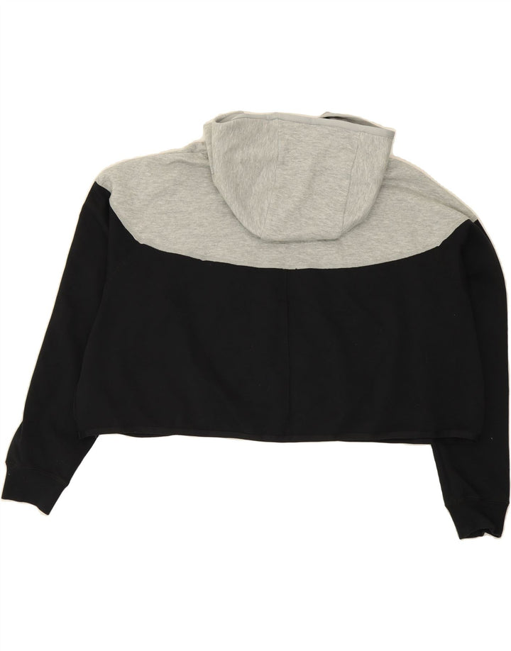 NIKE Womens Oversized Crop Hoodie Jumper UK 14 Medium Black Colourblock Vintage Nike and Second-Hand Nike from Messina Hembry 