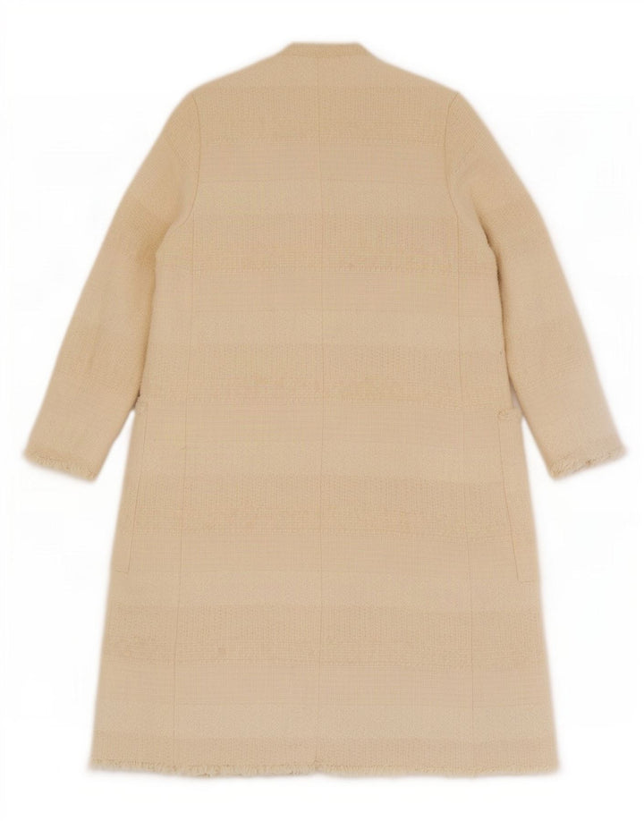 Zara Womens Open Overcoat UK 12 Medium Off White Bomuld