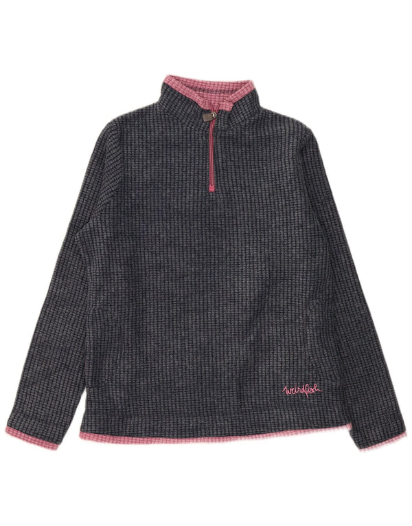 Weird Fish Dame Zip Neck Fleece Jumper UK 12 Medium Grey Polyester