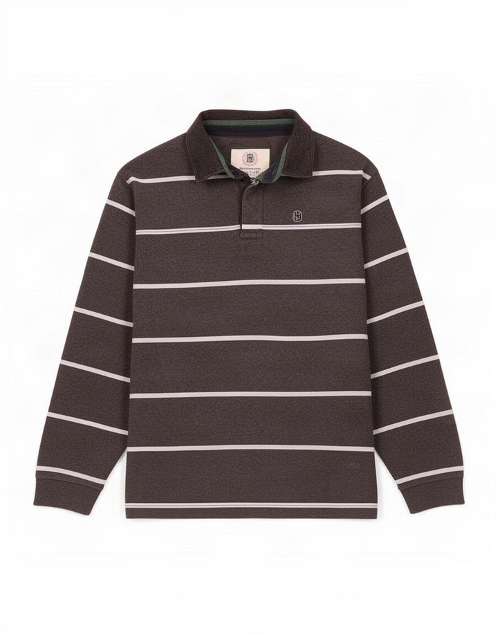 Marks & Spencer Herre Blue Harbor Rugby Polo Shirt Medium Grå Stribet