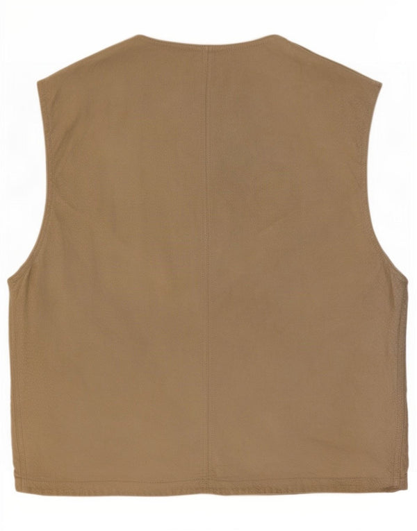 Vintage Herre ruskind Utility Gilet IT 48 Medium Beige Læder