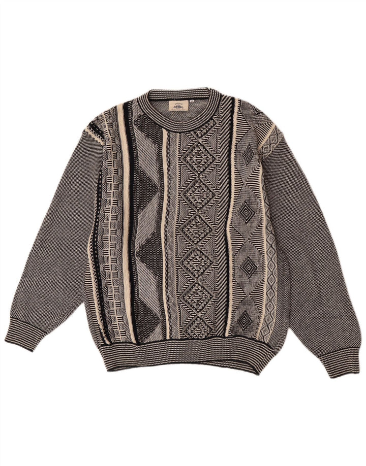 GARDEUR Herre sweater med rund hals IT 48 Medium Grå Geometrisk Bomuld
