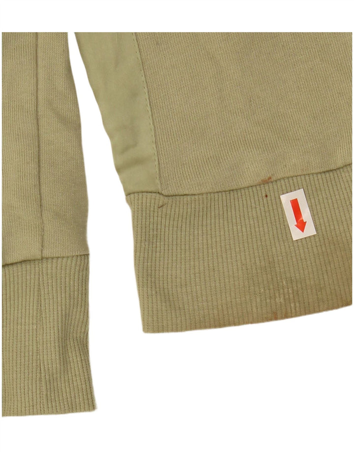 Topshop Dame Crop Hoodie Jumper UK 14 Medium Khaki Polyester