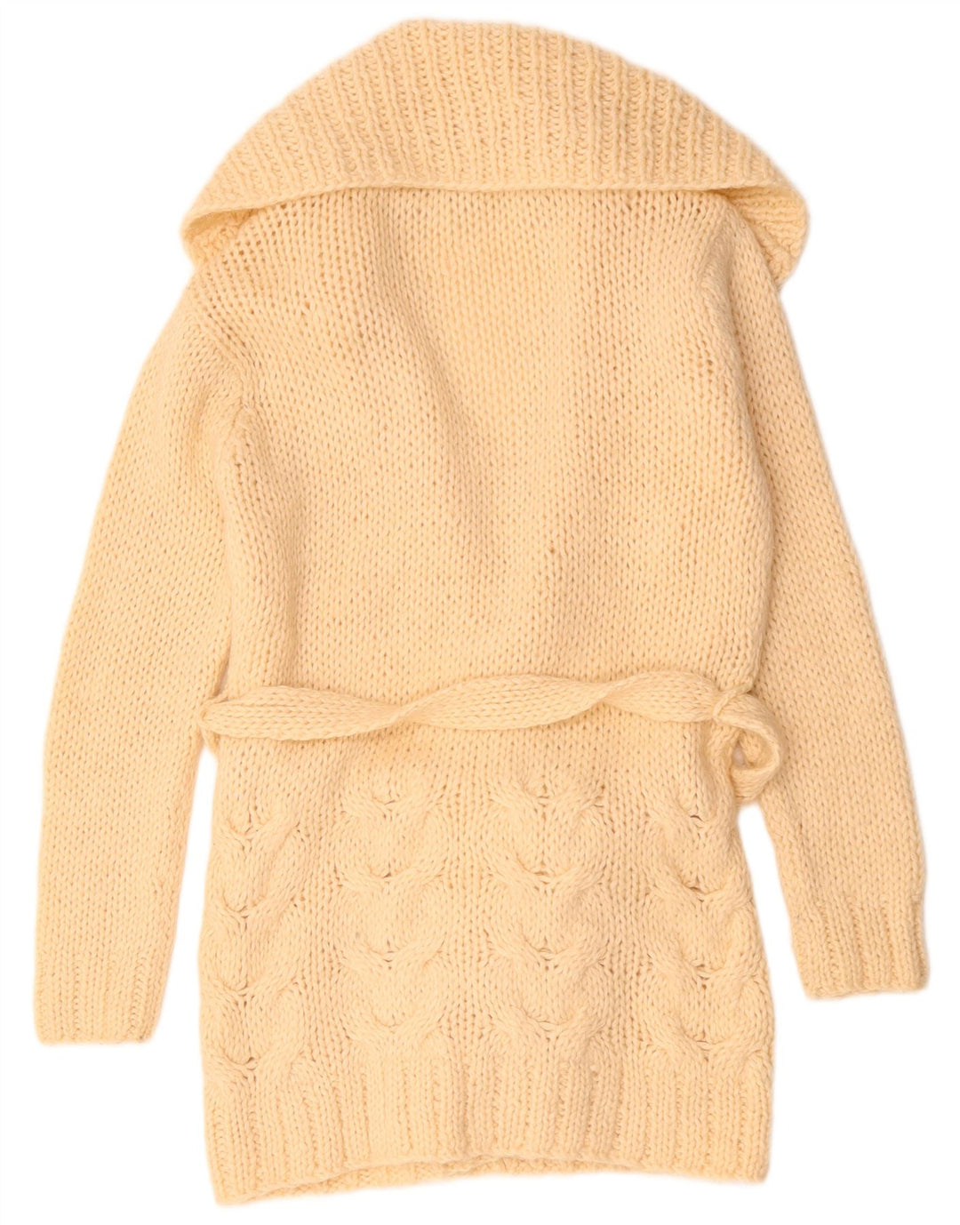 Zara Womens Longline Open Cardigan Sweater UK 14 Medium Beige Akryl