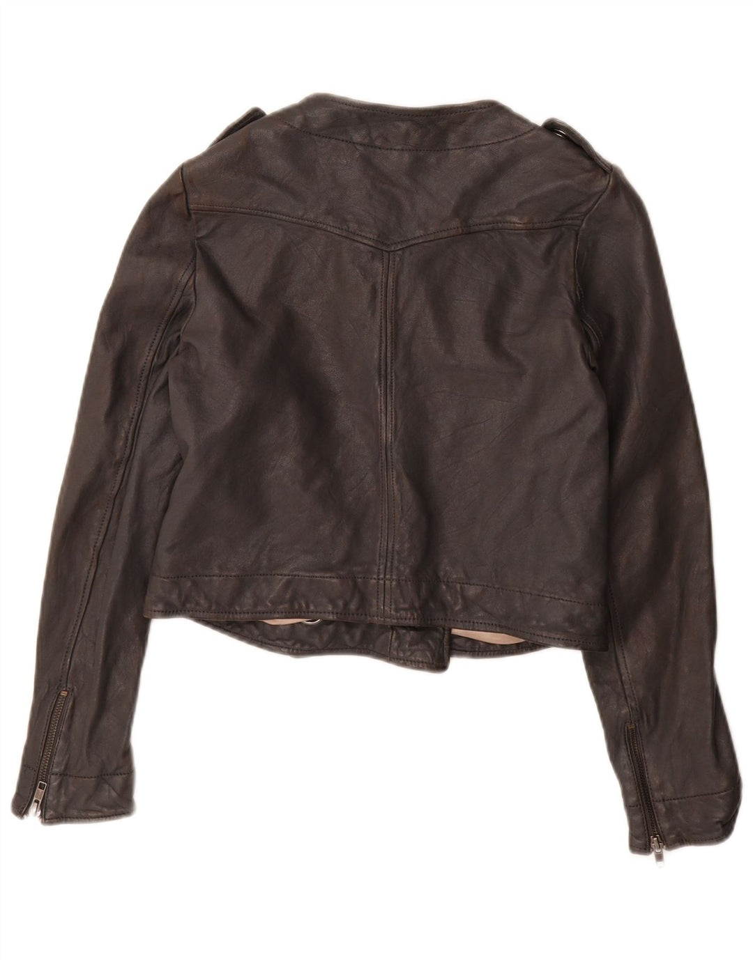 French Connection Womens Military Crop Jacket UK 10 Small Black Læder