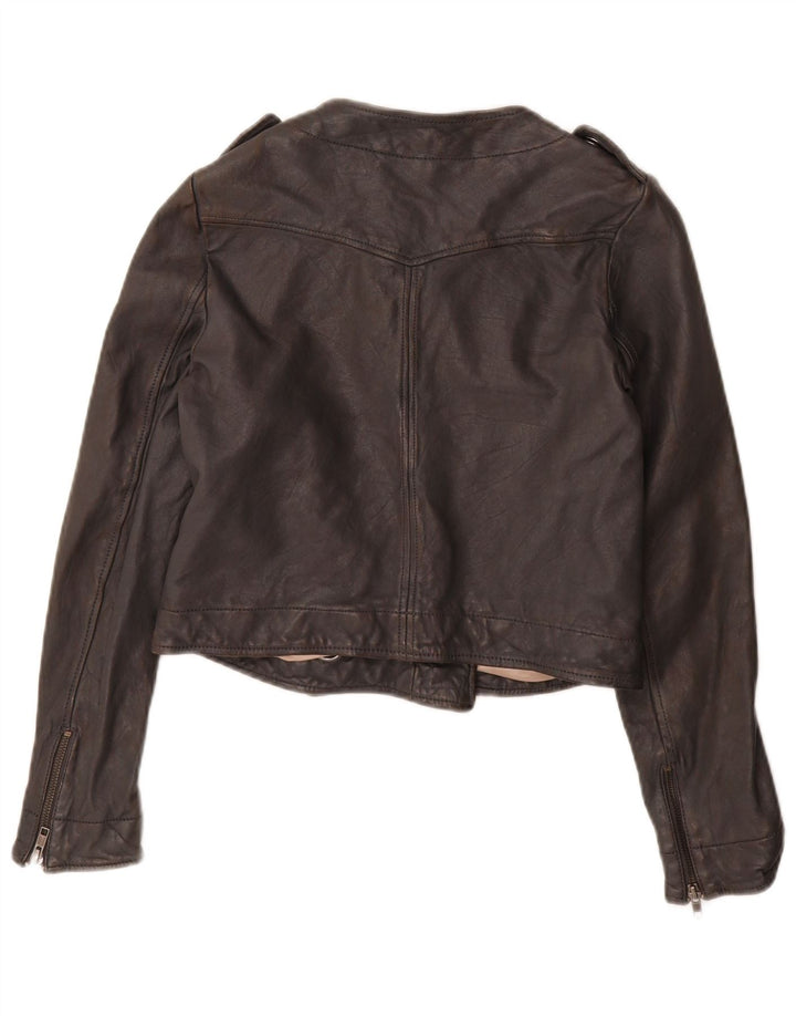 French Connection Womens Military Crop Jacket UK 10 Small Black Læder