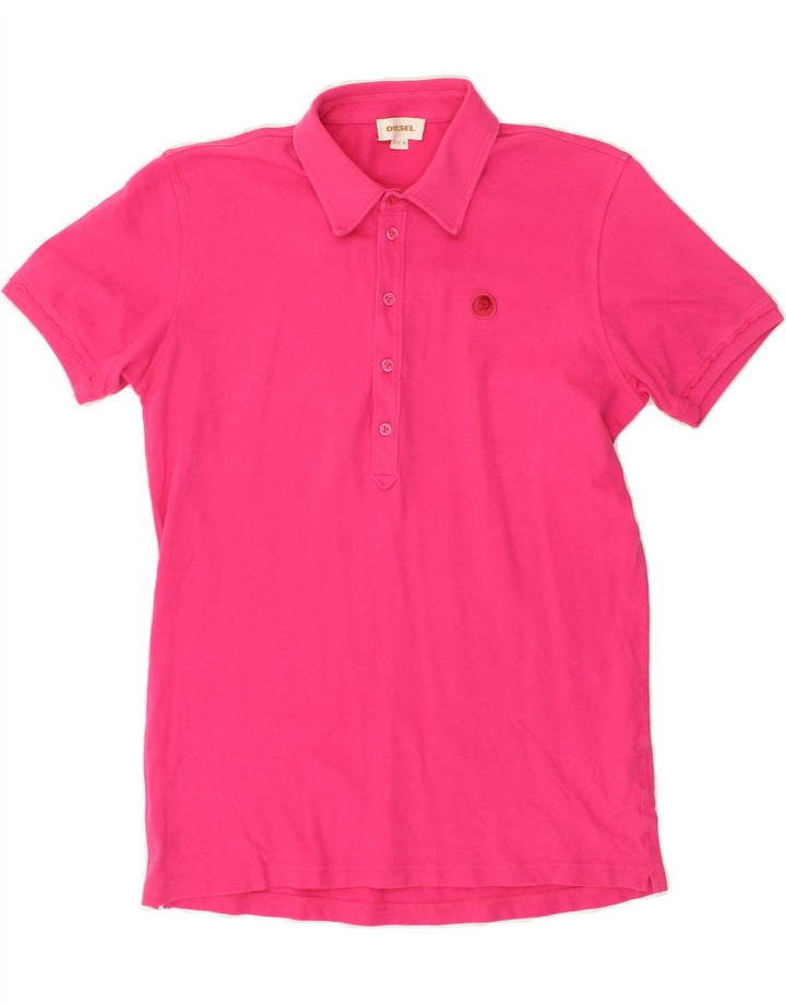 DIESEL Womens Polo shirt UK 14 Medium Pink Cotton | Vintage Diesel | Thrift | Second-Hand Diesel | Used Clothing | Messina Hembry 