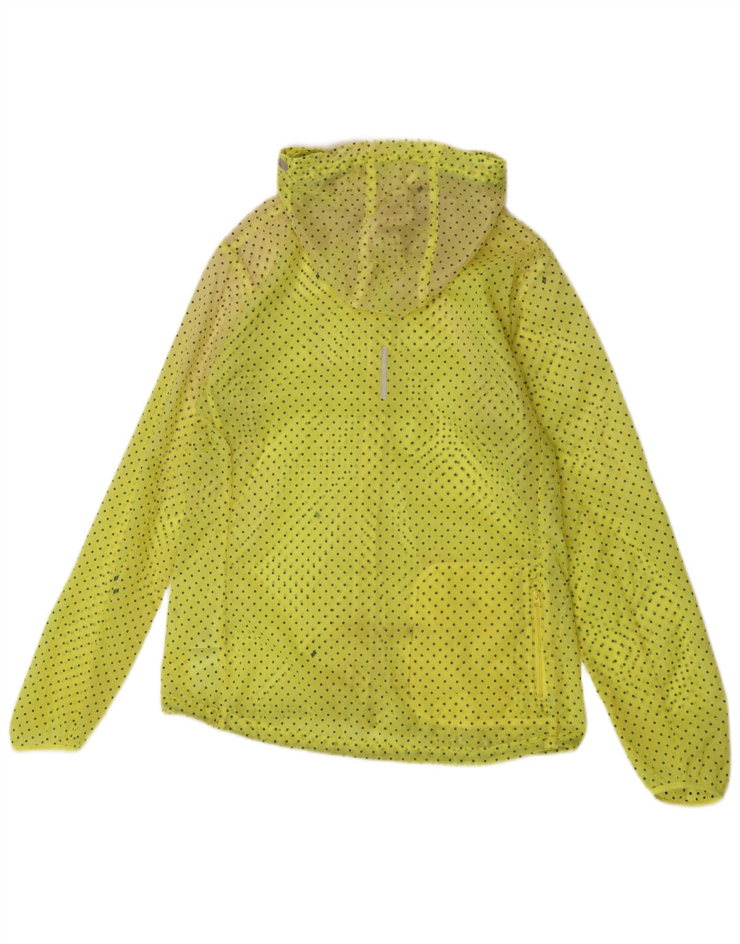 Nike Dame Løbe Hætte Regnjakke UK 14 Medium Gul Plettet